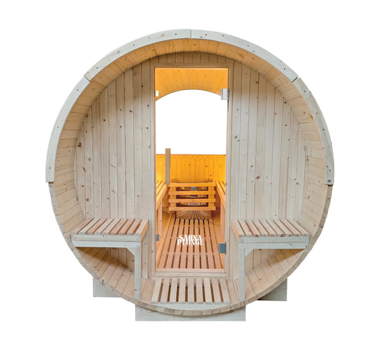 Interior view of The Pennine Barrel Sauna