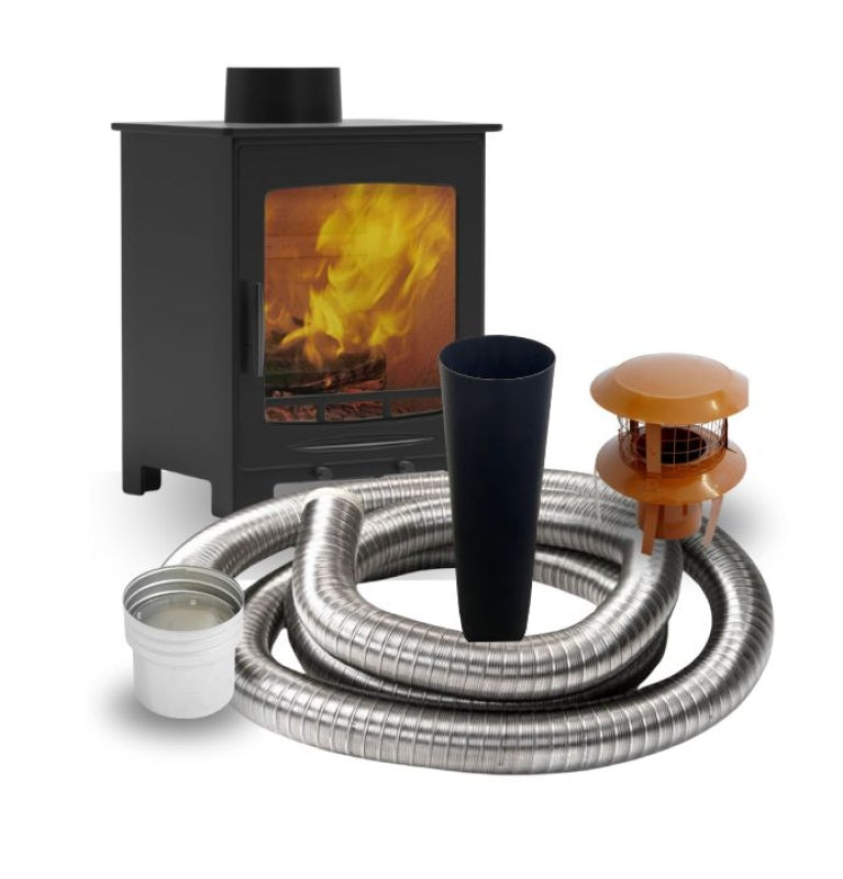Tiverton 5kW basic stove kit with 10m flex liner package