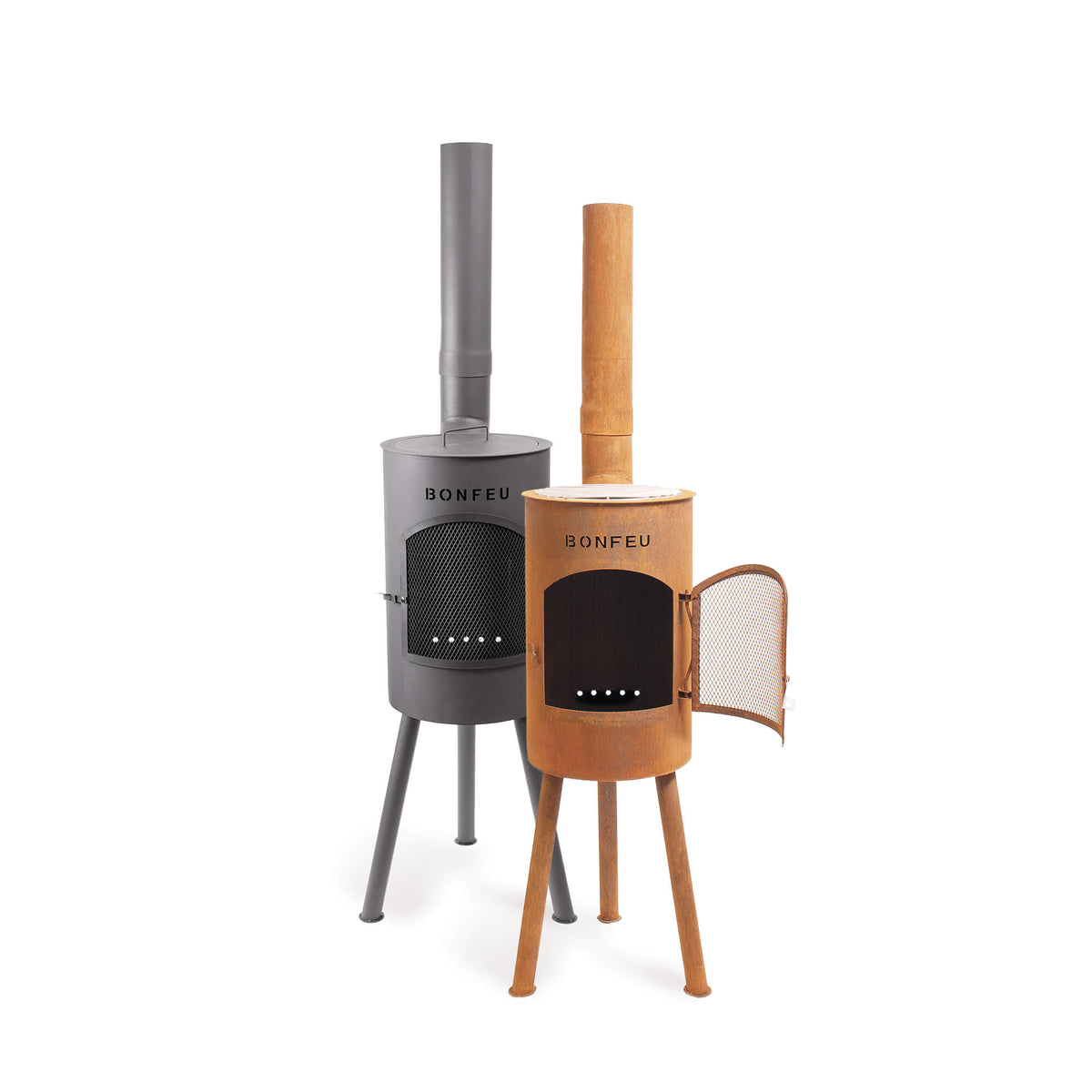 BonFeu BonGiano SP fireplace paired set on patio