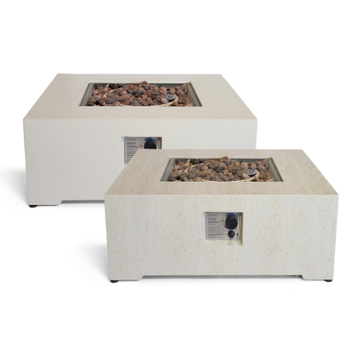Happy Cocooning Estate Square 88 gas fire table on patio