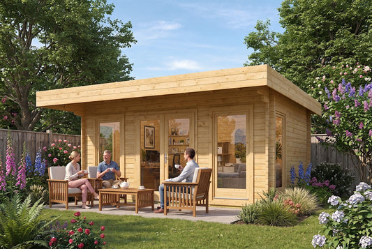 Yorick garden office garden setting