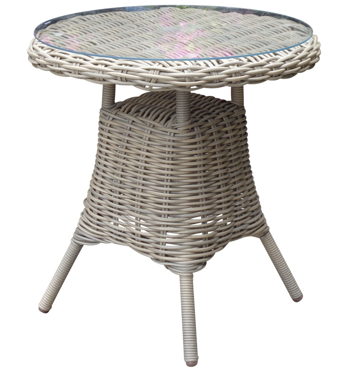 Amalfi outdoor bistro table with glass top on patio