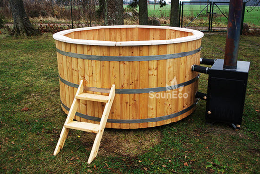 10-Person superior Ø 6.5ft Wooden Hot Tub Spa + Wood-fired External Stove