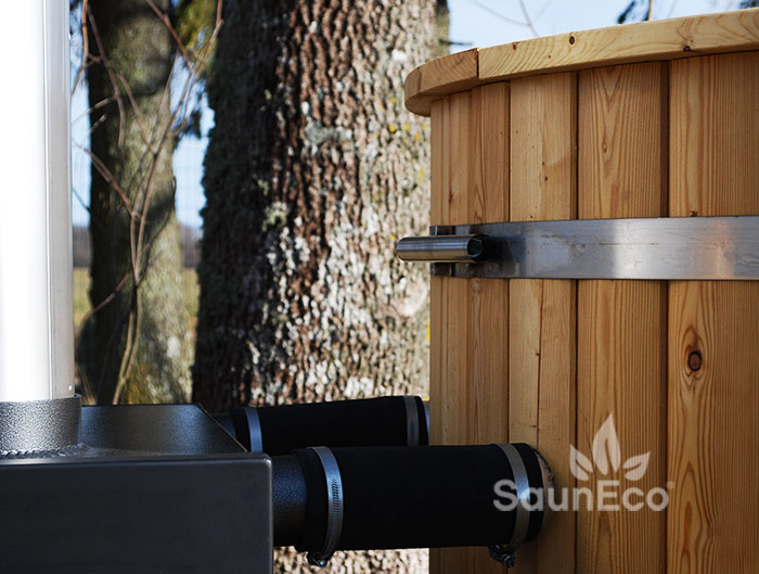 For Families! 4-person Wooden Hot Tub Spa (Ø5ft) + External Woodburning Heater