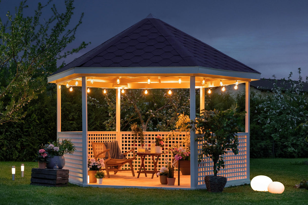 Ines wooden gazebo interior seating area