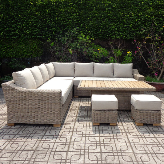 Capri Outdoor Large Corner Set with Riser Table and Stools garden lounge