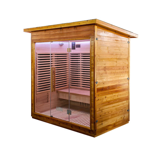 SaunaPlunge Yorkshire Cabin left side view thermo-treated spruce exterior