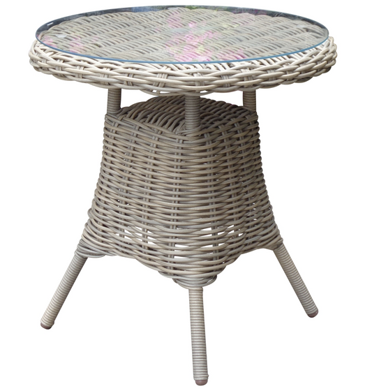 Amalfi round glass top outdoor bistro table 70cm