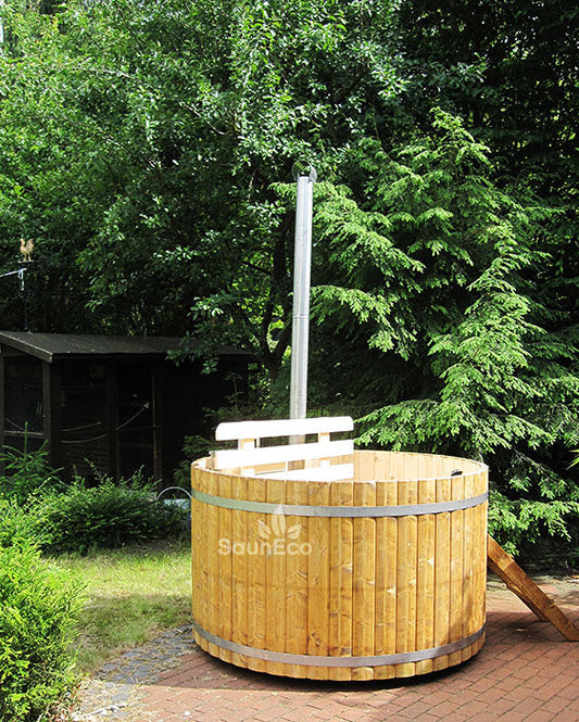 4 Seater Wooden Hot Tub – Spruce – Ø 1,7 meters – Underwater Woodburning Heater