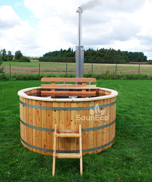 8-person premium Ø6.5ft big wooden hot tub + Wood Burning Internal Stove